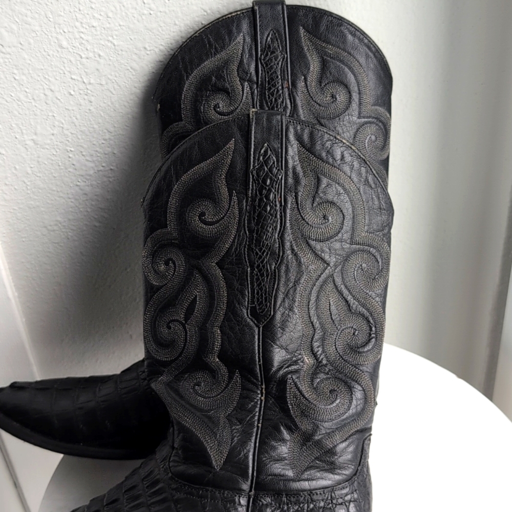 SEDONA WEST Men's Geniune Leather Black Alligator Boots - Picture 10 of 12